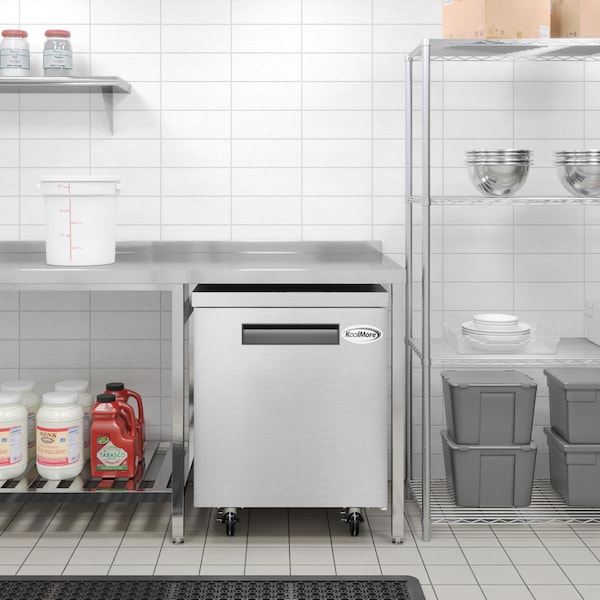 Koolmore 27 in. One-Door Commercial Undercounter Freezer in Stainless Steel with Casters, KM-UCF-1DSS - KM-UCF-1DSS