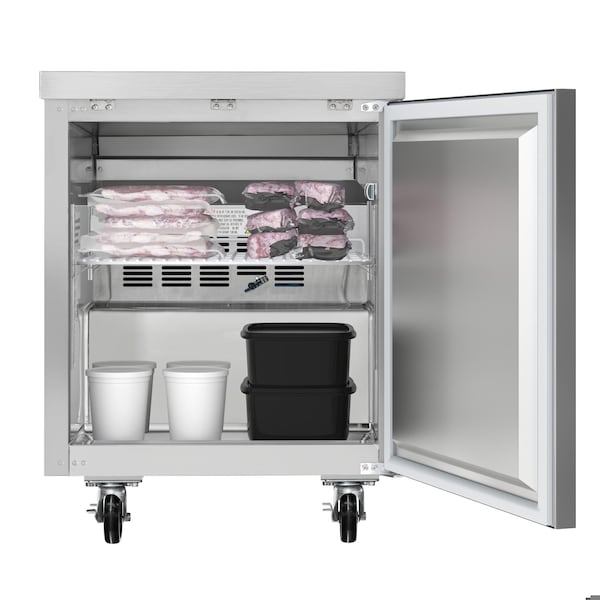 Koolmore 27 in. One-Door Commercial Undercounter Freezer in Stainless Steel with Casters, KM-UCF-1DSS - KM-UCF-1DSS