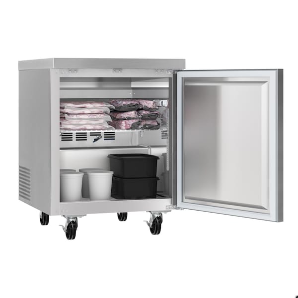 Koolmore 27 in. One-Door Commercial Undercounter Freezer in Stainless Steel with Casters, KM-UCF-1DSS - KM-UCF-1DSS