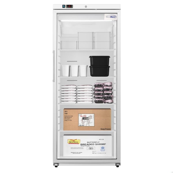 Koolmore 30 in. 21 cu. ft. Commercial Auto Defrost Glass Door Reach-In Freezer in White KM-RIF-1GD21C-A - KM-RIF-1GD21C-A
