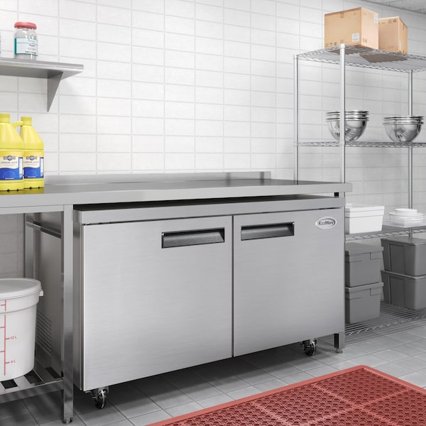 Koolmore 60 in. Two-Door Commercial Undercounter Freezer in Stainless Steel with Casters, KM-UCF-15SS - KM-UCF-15SS