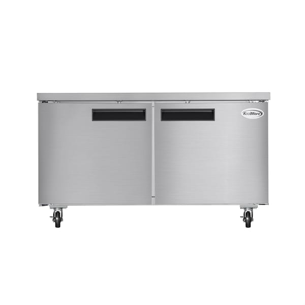 Koolmore 60 in. Two-Door Commercial Undercounter Freezer in Stainless Steel with Casters, KM-UCF-15SS - KM-UCF-15SS