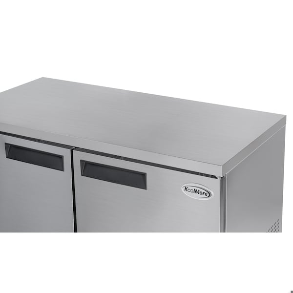 Koolmore 60 in. Two-Door Commercial Undercounter Freezer in Stainless Steel with Casters, KM-UCF-15SS - KM-UCF-15SS