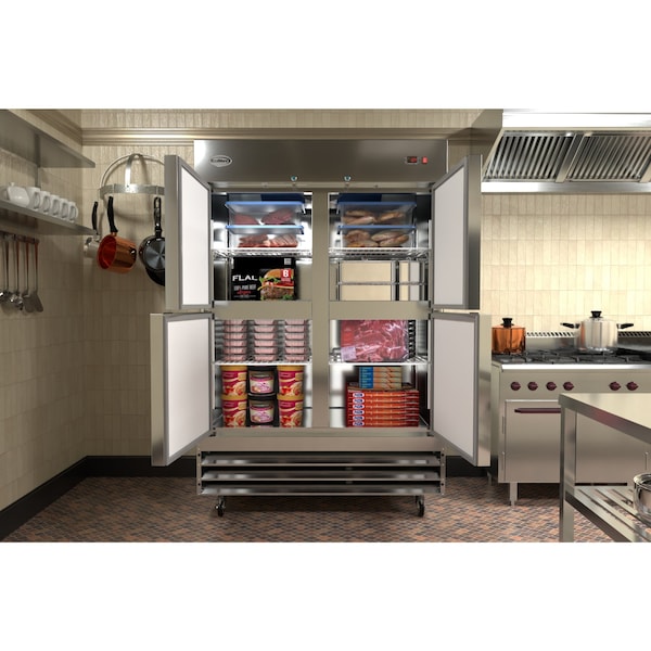 Koolmore 54 in. Commercial Stainless Steel Solid Half Door Reach-In Freezer, 47 cu. ft. - RIF-2D-SSHD