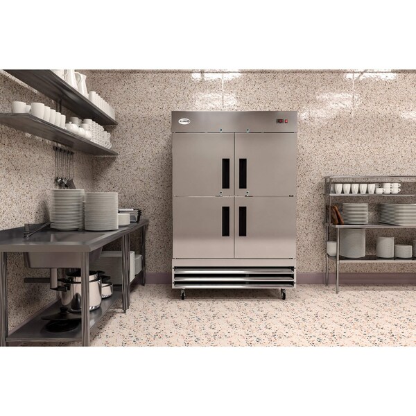 Koolmore 54 in. Commercial Stainless Steel Solid Half Door Reach-In Freezer, 47 cu. ft. - RIF-2D-SSHD