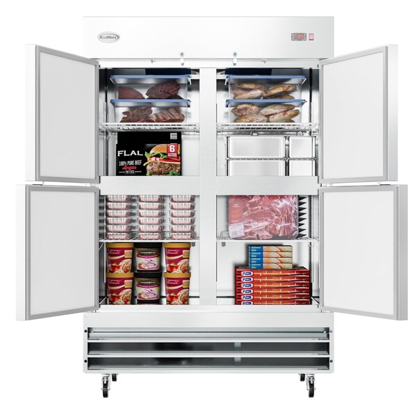 Koolmore 54 in. Commercial Stainless Steel Solid Half Door Reach-In Freezer, 47 cu. ft. - RIF-2D-SSHD
