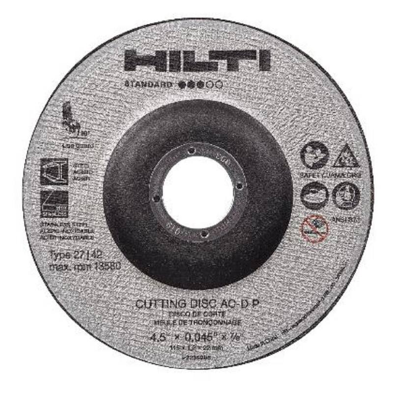 Hilti 4.5 pulgadas x 0.045 pulgadas x 7/8 pulgadas AC-D P Tipo 27 Disco de Corte Abrasivo Delgado Estándar con Centro Deprimido (paquete de 25) - 2235208