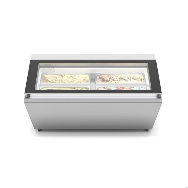 Koolmore 31 in. Countertop Ice Cream Display case with 4 Pans and Glass Sneeze Guard in Stainless-Steel - KM-CGD-8HP