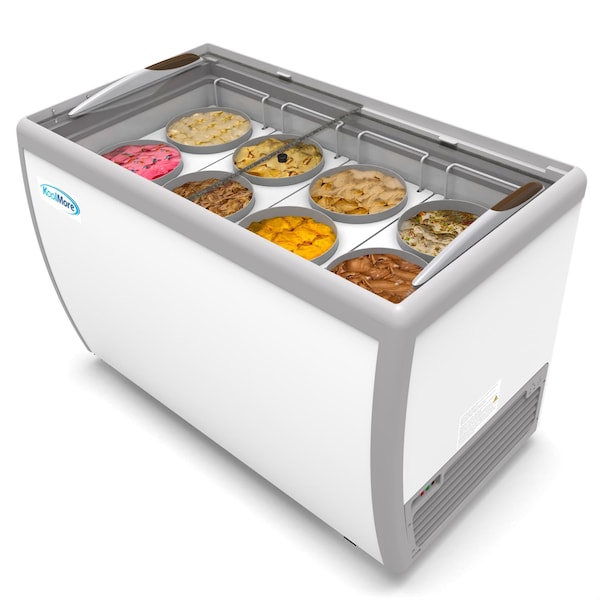Koolmore 50 in. 8 Tub Ice Cream Dipping Cabinet Display Freezer with Sliding Glass Door, 13 cu. ft. - KM-ICD-49SD