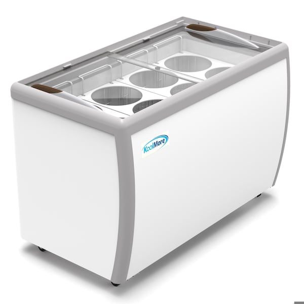 Koolmore 50 in. 8 Tub Ice Cream Dipping Cabinet Display Freezer with Sliding Glass Door, 13 cu. ft. - KM-ICD-49SD