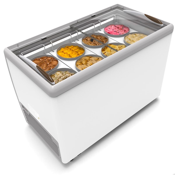 Koolmore 50 in. 8 Tub Ice Cream Dipping Cabinet Display Freezer with Sliding Glass Door, 13 cu. ft. - KM-ICD-49SD
