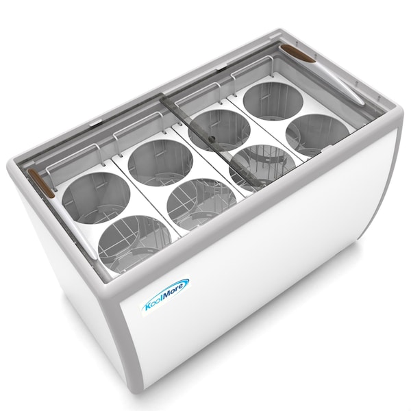 Koolmore 50 in. 8 Tub Ice Cream Dipping Cabinet Display Freezer with Sliding Glass Door, 13 cu. ft. - KM-ICD-49SD