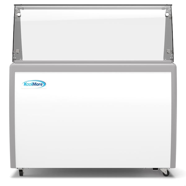 Koolmore 50 in. 8 Tub Ice Cream Dipping Cabinet Display Freezer with Sliding Glass Door and Sneeze Guard - KM-ICD-49SD-FG