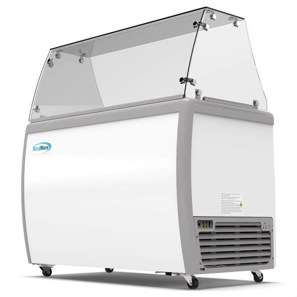 Koolmore 50 in. 8 Tub Ice Cream Dipping Cabinet Display Freezer with Sliding Glass Door and Sneeze Guard - KM-ICD-49SD-FG