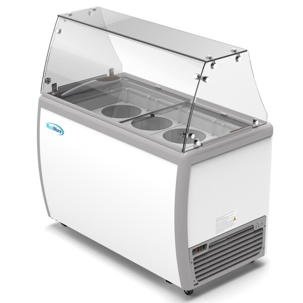 Koolmore 50 in. 8 Tub Ice Cream Dipping Cabinet Display Freezer with Sliding Glass Door and Sneeze Guard - KM-ICD-49SD-FG