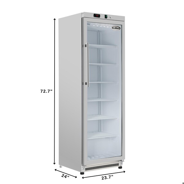 Koolmore 12 Cu. ft. Commercial Freezer with Glass Door in Stainless Steel - Manual Defrost KM-FMD12SGD - KM-FMD12SGD