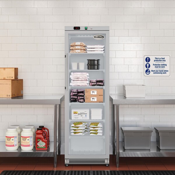 Koolmore 12 Cu. ft. Commercial Freezer with Glass Door in Stainless Steel - Manual Defrost KM-FMD12SGD - KM-FMD12SGD