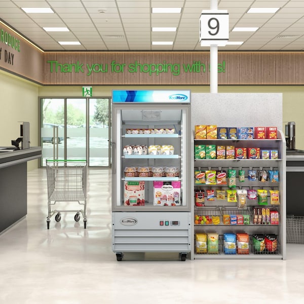 Koolmore 26 in. 1-Door Commercial Display Merchandiser Freezer 9 cu. ft. in White MDF-1GD-9C-WH - MDF-1GD-9C-WH