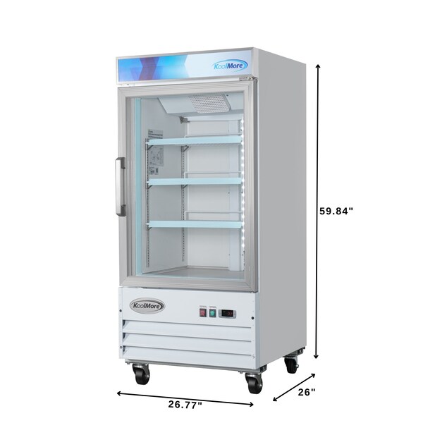 Koolmore 26 in. 1-Door Commercial Display Merchandiser Freezer 9 cu. ft. in White MDF-1GD-9C-WH - MDF-1GD-9C-WH