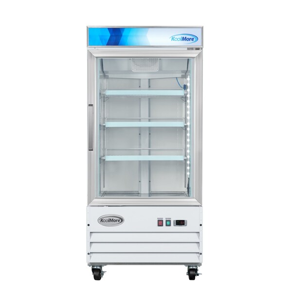 Koolmore 26 in. 1-Door Commercial Display Merchandiser Freezer 9 cu. ft. in White MDF-1GD-9C-WH - MDF-1GD-9C-WH