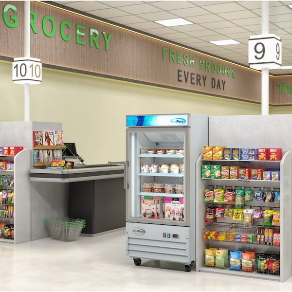 Koolmore 26 in. 1-Door Commercial Display Merchandiser Freezer 9 cu. ft. in White MDF-1GD-9C-WH - MDF-1GD-9C-WH
