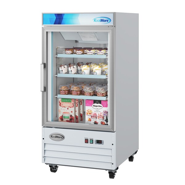 Koolmore 26 in. 1-Door Commercial Display Merchandiser Freezer 9 cu. ft. in White MDF-1GD-9C-WH - MDF-1GD-9C-WH