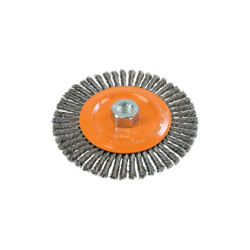Brocha para cuentas con alambre retorcido de nudos de 6 pulgadas de WALTER SURFACE TECHNOLOGIES con montura de 5/8 pulgadas - 11 pulgadas - 13K604.