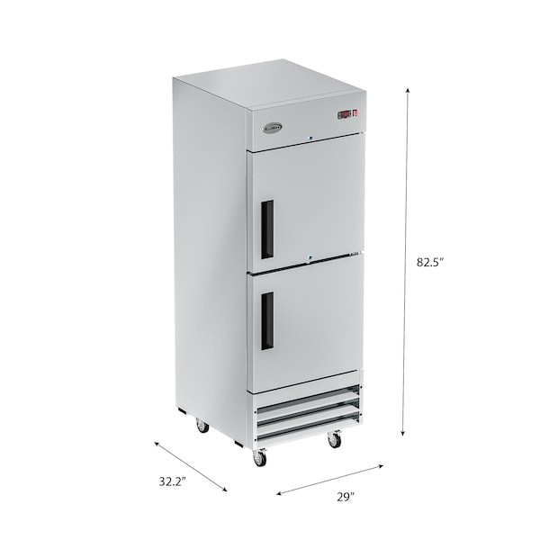 Koolmore 29 in. Commercial Stainless Steel Solid Half Door Reach-In Freezer 23 cu. ft. - RIF-1D-SSHD