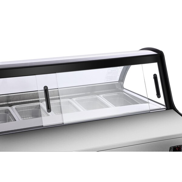 Koolmore 46 in. Countertop Gelato Display Case w/ 6 Pans and Built-in Glass Sneeze Guard in Stainless-Steel - KM-CGD-6P