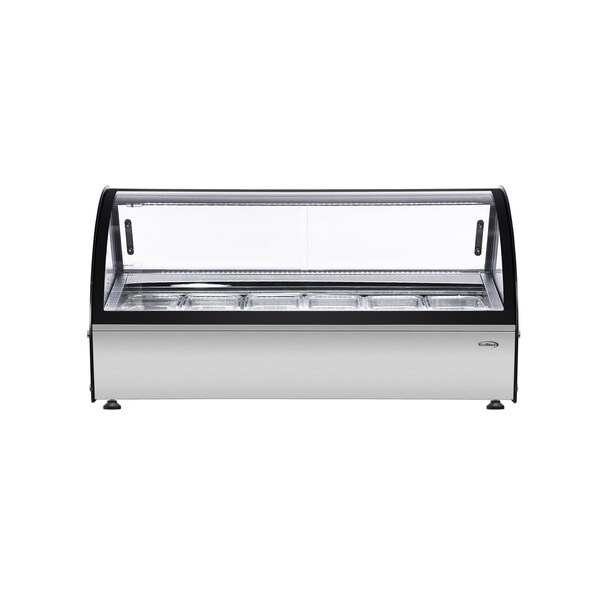 Koolmore 46 in. Countertop Gelato Display Case w/ 6 Pans and Built-in Glass Sneeze Guard in Stainless-Steel - KM-CGD-6P