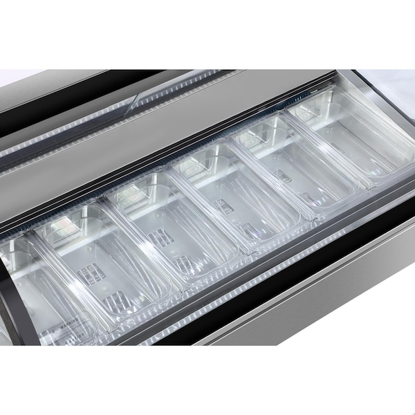 Koolmore 46 in. Countertop Gelato Display Case w/ 6 Pans and Built-in Glass Sneeze Guard in Stainless-Steel - KM-CGD-6P