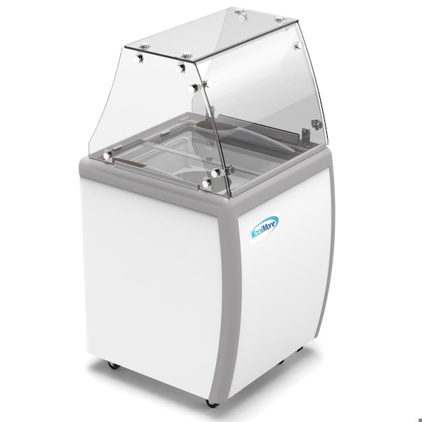 Koolmore 26 in. 4 Tub Ice Cream Dipping Cabinet Display Freezer with Sliding Glass Door and Sneeze Guard,  - KM-ICD-26SD-FG