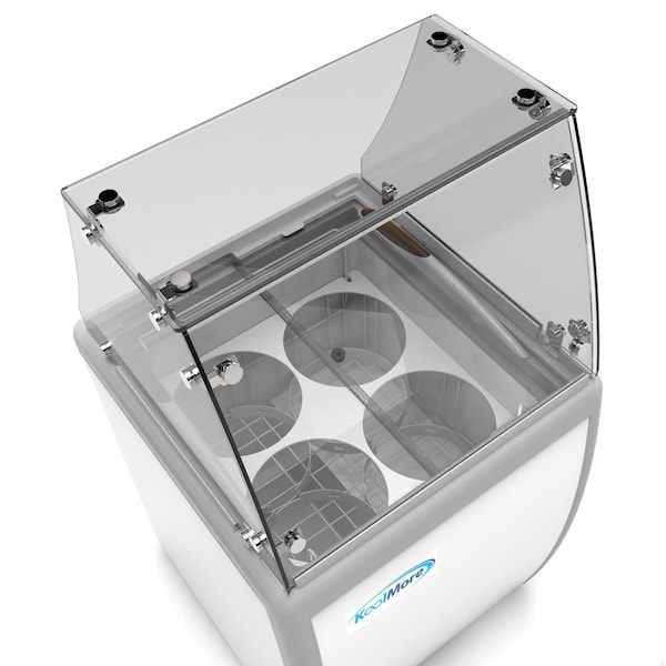 Koolmore 26 in. 4 Tub Ice Cream Dipping Cabinet Display Freezer with Sliding Glass Door and Sneeze Guard,  - KM-ICD-26SD-FG