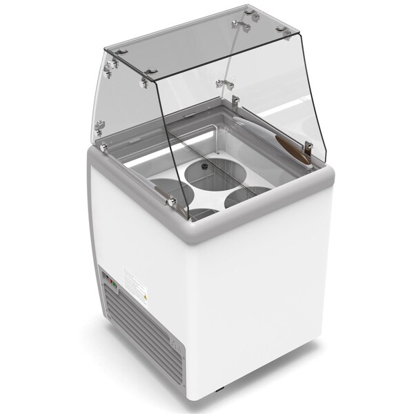 Koolmore 26 in. 4 Tub Ice Cream Dipping Cabinet Display Freezer with Sliding Glass Door and Sneeze Guard,  - KM-ICD-26SD-FG