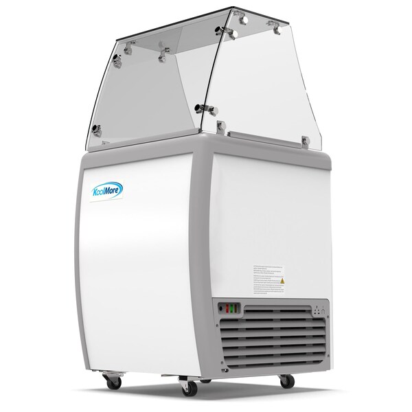 Koolmore 26 in. 4 Tub Ice Cream Dipping Cabinet Display Freezer with Sliding Glass Door and Sneeze Guard,  - KM-ICD-26SD-FG