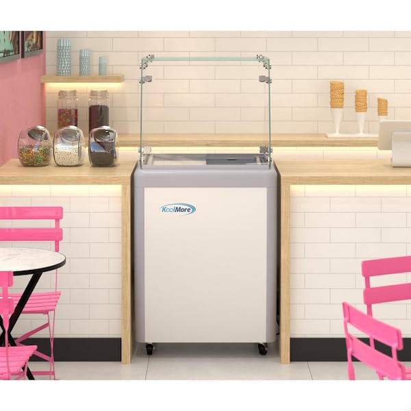 Koolmore 26 in. Gelato Dipping Cabinet Display Freezer with Sliding Glass Door and Sneeze Guard, 6 Cu. Ft. - KM-GDC-26SD-FG
