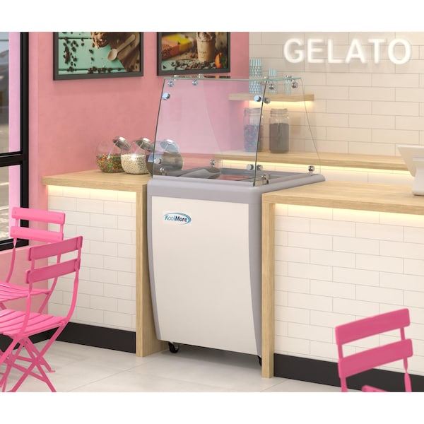 Koolmore 26 in. Gelato Dipping Cabinet Display Freezer with Sliding Glass Door and Sneeze Guard, 6 Cu. Ft. - KM-GDC-26SD-FG