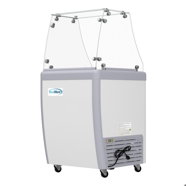 Koolmore 26 in. Gelato Dipping Cabinet Display Freezer with Sliding Glass Door and Sneeze Guard, 6 Cu. Ft. - KM-GDC-26SD-FG
