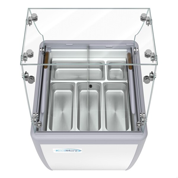 Koolmore 26 in. Gelato Dipping Cabinet Display Freezer with Sliding Glass Door and Sneeze Guard, 6 Cu. Ft. - KM-GDC-26SD-FG