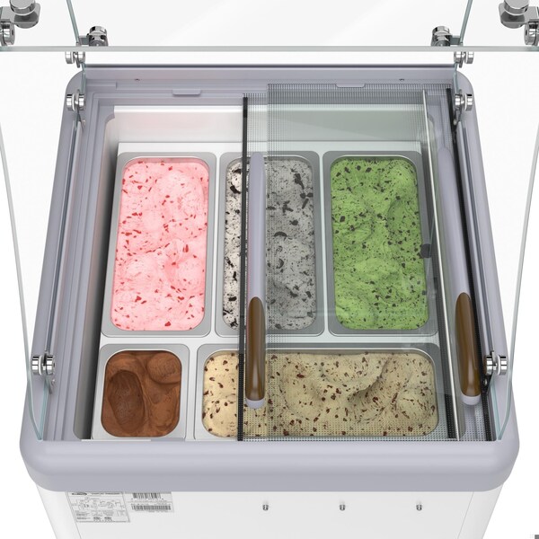 Koolmore 26 in. Gelato Dipping Cabinet Display Freezer with Sliding Glass Door and Sneeze Guard, 6 Cu. Ft. - KM-GDC-26SD-FG