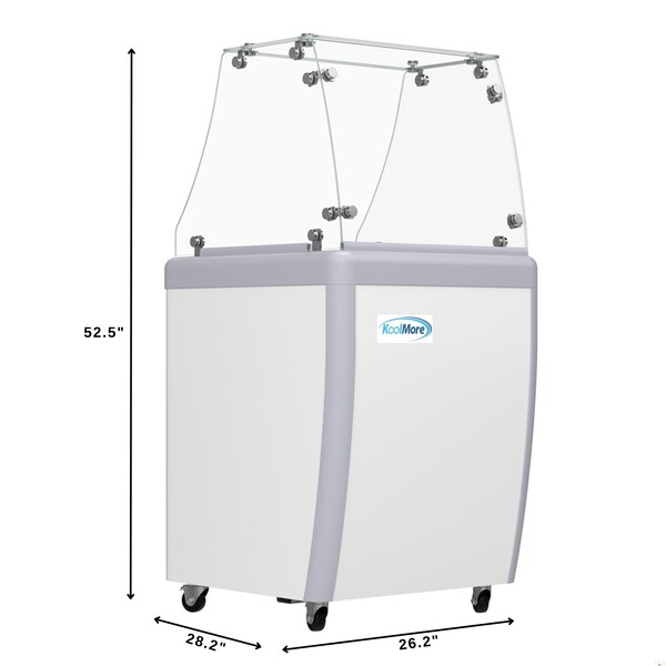 Koolmore 26 in. Gelato Dipping Cabinet Display Freezer with Sliding Glass Door and Sneeze Guard, 6 Cu. Ft. - KM-GDC-26SD-FG