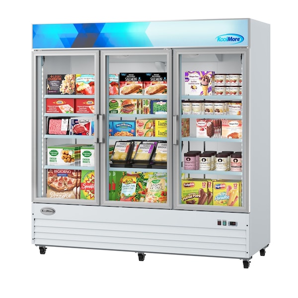 Koolmore 80 in. 3-Door Commercial Display Merchandiser Freezer 52 cu. ft. in White MDF-3GD-52C-WH - MDF-3GD-52C-WH