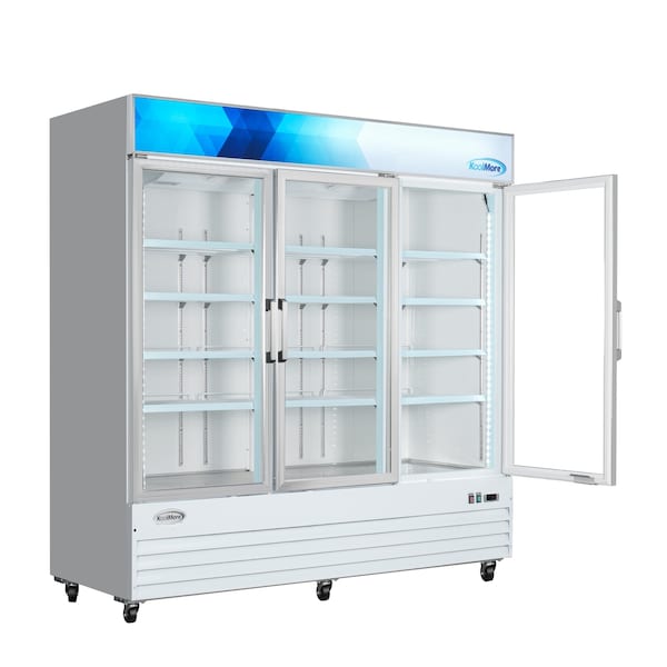 Koolmore 80 in. 3-Door Commercial Display Merchandiser Freezer 52 cu. ft. in White MDF-3GD-52C-WH - MDF-3GD-52C-WH