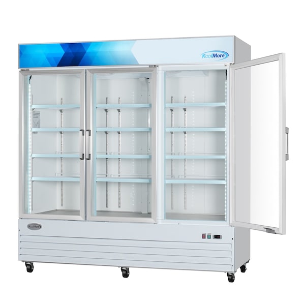 Koolmore 80 in. 3-Door Commercial Display Merchandiser Freezer 52 cu. ft. in White MDF-3GD-52C-WH - MDF-3GD-52C-WH