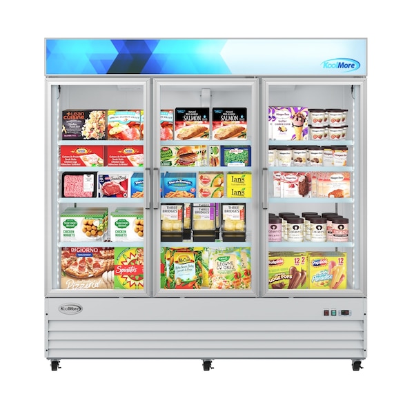 Koolmore 80 in. 3-Door Commercial Display Merchandiser Freezer 52 cu. ft. in White MDF-3GD-52C-WH - MDF-3GD-52C-WH