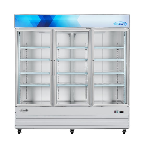 Koolmore 80 in. 3-Door Commercial Display Merchandiser Freezer 52 cu. ft. in White MDF-3GD-52C-WH - MDF-3GD-52C-WH