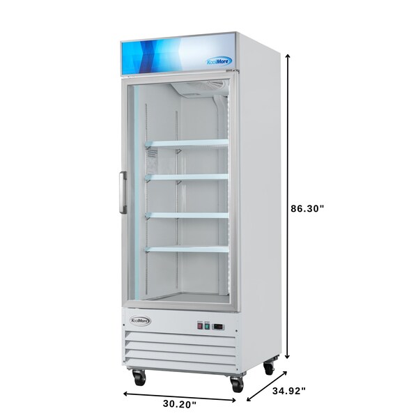Koolmore 31 in. 1-Door Commercial Display Merchandiser Freezer 23 cu. ft. in White MDF-1GD-23C-WH - MDF-1GD-23C-WH