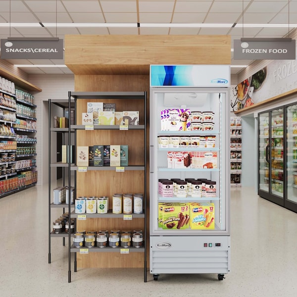 Koolmore 31 in. 1-Door Commercial Display Merchandiser Freezer 23 cu. ft. in White MDF-1GD-23C-WH - MDF-1GD-23C-WH