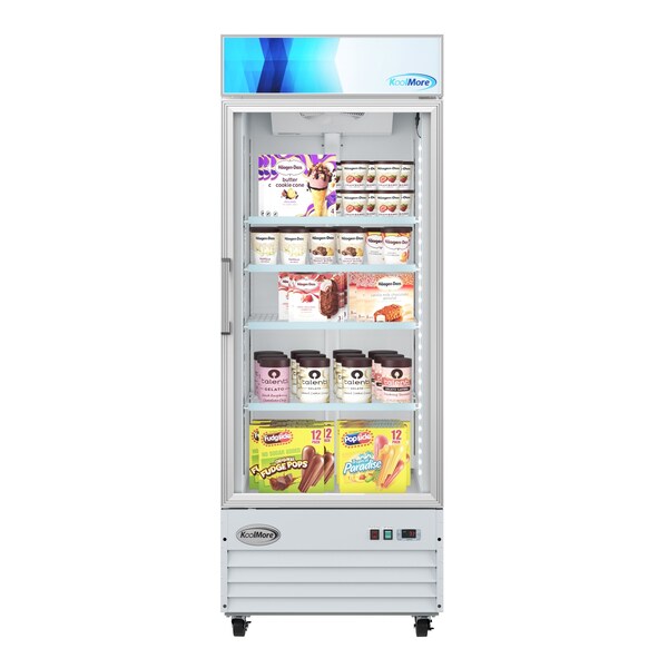 Koolmore 31 in. 1-Door Commercial Display Merchandiser Freezer 23 cu. ft. in White MDF-1GD-23C-WH - MDF-1GD-23C-WH