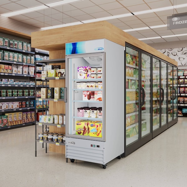 Koolmore 31 in. 1-Door Commercial Display Merchandiser Freezer 23 cu. ft. in White MDF-1GD-23C-WH - MDF-1GD-23C-WH